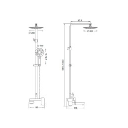 Душевая система для ванны со смесителем, хром 5006