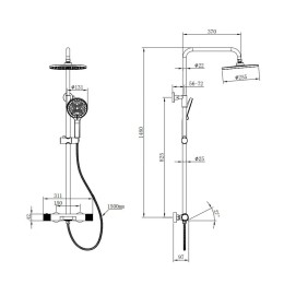 Душевая система для ванны с термостатом, хром 5025