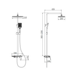 Душевая система для ванны со смесителем, хром 5042