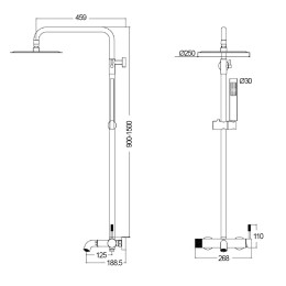 Душевая система для ванны со смесителем, хром 5047