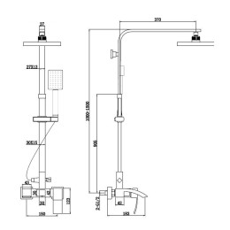 Душевая система для ванны со смесителем, белый 5065