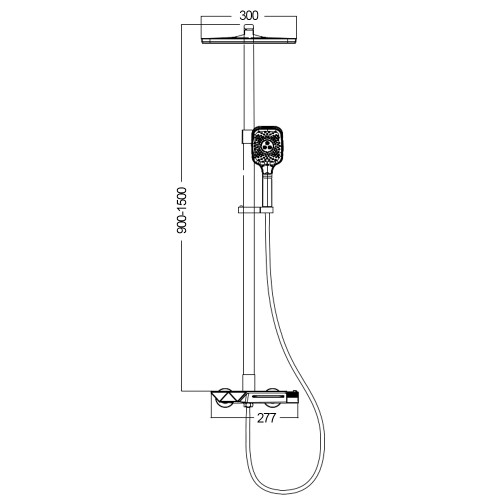 Душевая система для ванны с термостатом, металл 5094