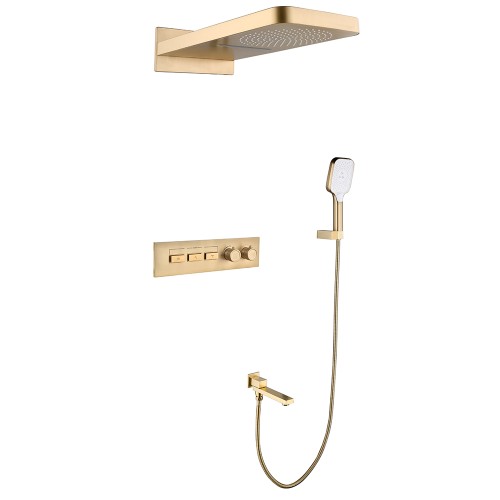 Душевая система для ванны встраиваемая с термостатом, матовое золото 5095