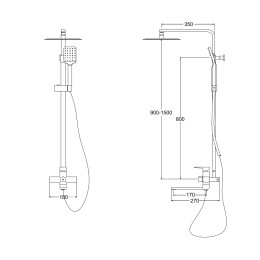 Душевая система для ванны со смесителем, металл 5550