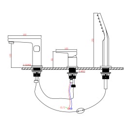 Смеситель на борт ванны матовый черный ROY 6056