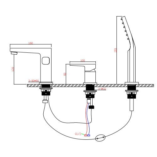 Смеситель на борт ванны хром ROY 6056