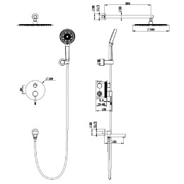 Душевая система для ванны встраиваемая со смесителем, белый 7049