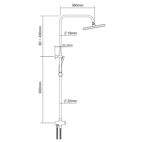 Душевая система для ванны ,без смесителя, хром 7080